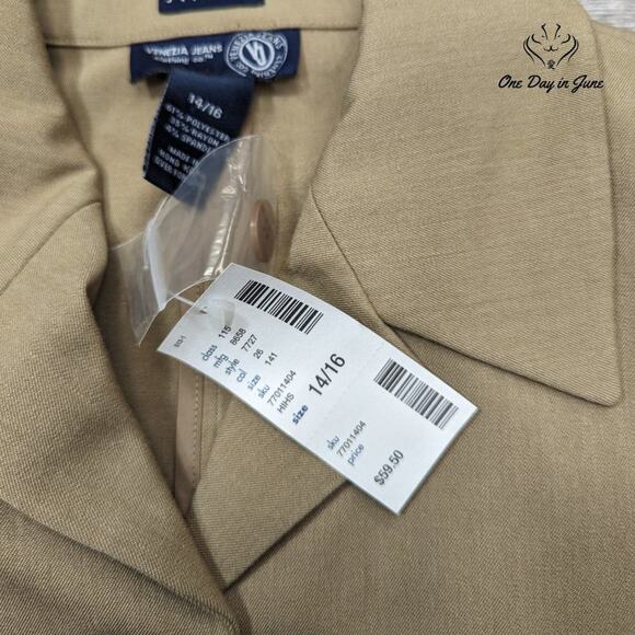 Venezia Jeans Hidden Button Basic Belted Jacket Size 14/16 - Picture 4 of 7